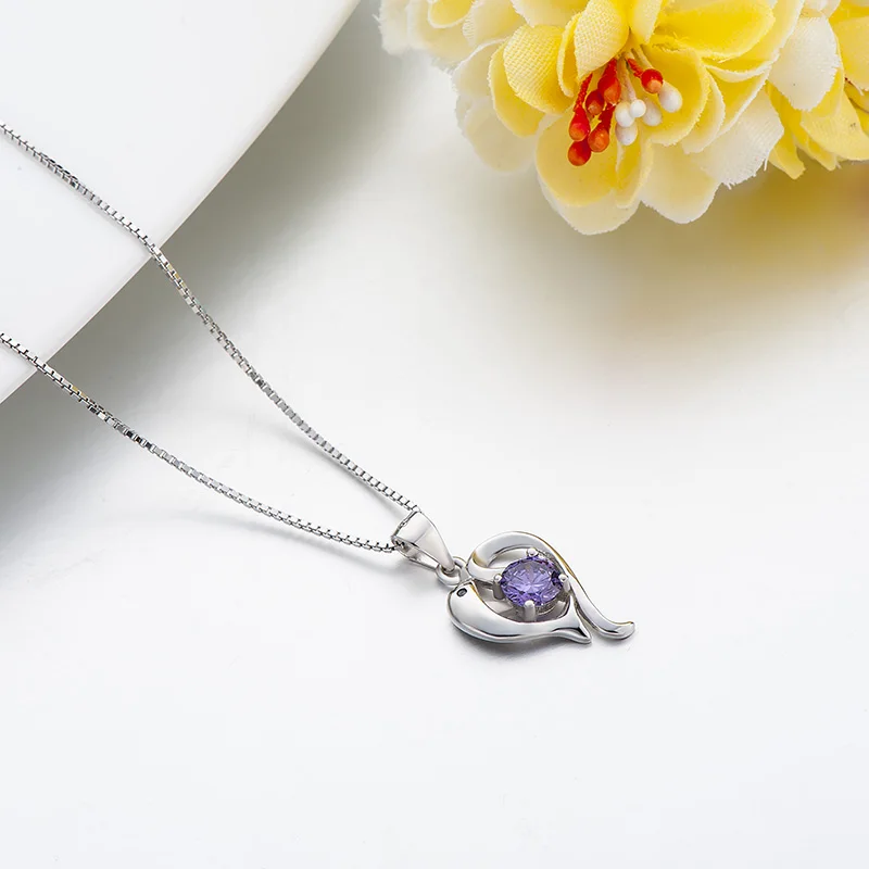 Цельное ожерелье на шею из серебра 925 пробы Подвеска для женщин с узором дельфина