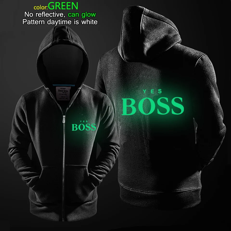 Green Светится в темноте Для мужчин Для женщин да принт Boss одежда с длинным рукавом с капюшоном забавные толстовки с капюшоном футболка с капюшоном пальто куртка - Color: Green