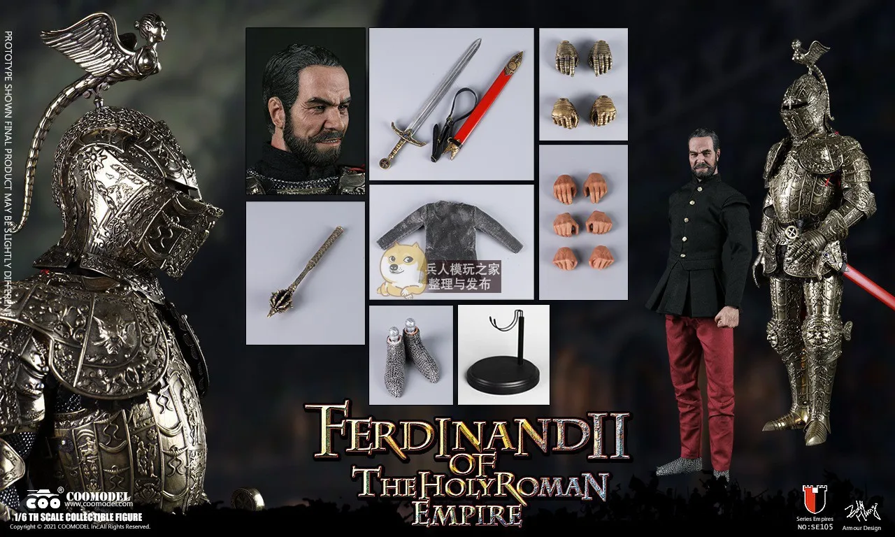 Фердинанд II Священной Римской Империи - Мужской солдат полный набор игрушечной фигурки действия из чистой меди серии Империи COOMODEL1/6 SE105/106.