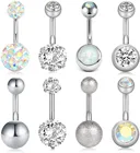 8 шт., женские кольца для пупка с фианитом, 6 мм, 10 мм