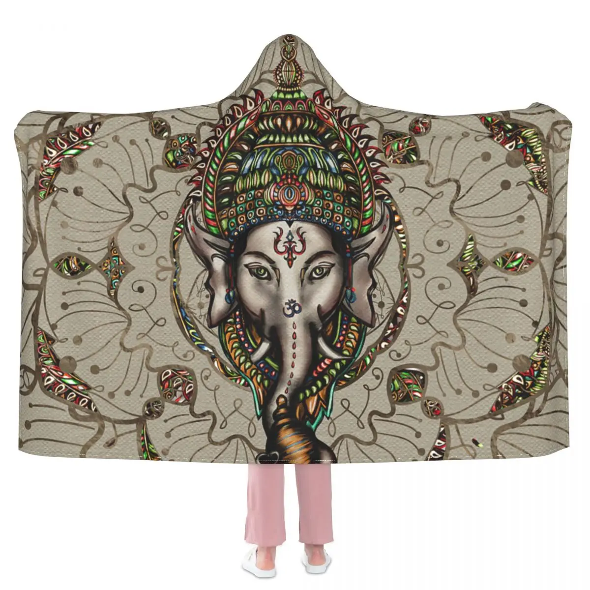 

Lord Ganesha Hooded Blanket 3D full print Wearable Blanket Adults Kids style