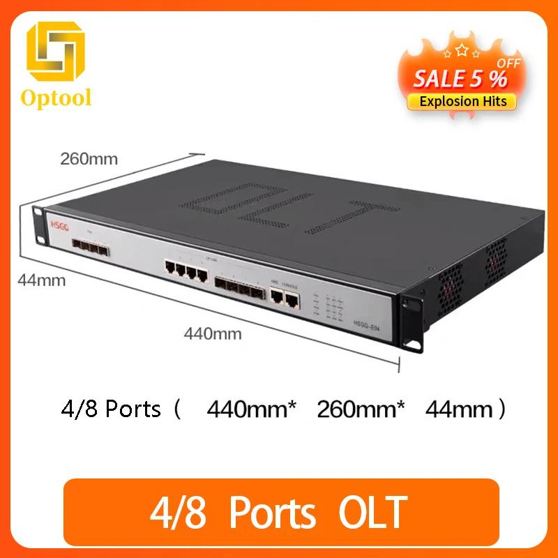 HSGQ E04L FTTH EPON OLT 4PON ПОРТ 1000/10000M GEPON для программирования в производственных условиях