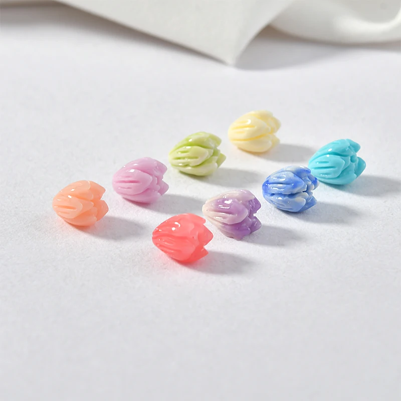 Мини цветок бутон тюльпан прямой отверстие коралловый материал DIY серьги браслет