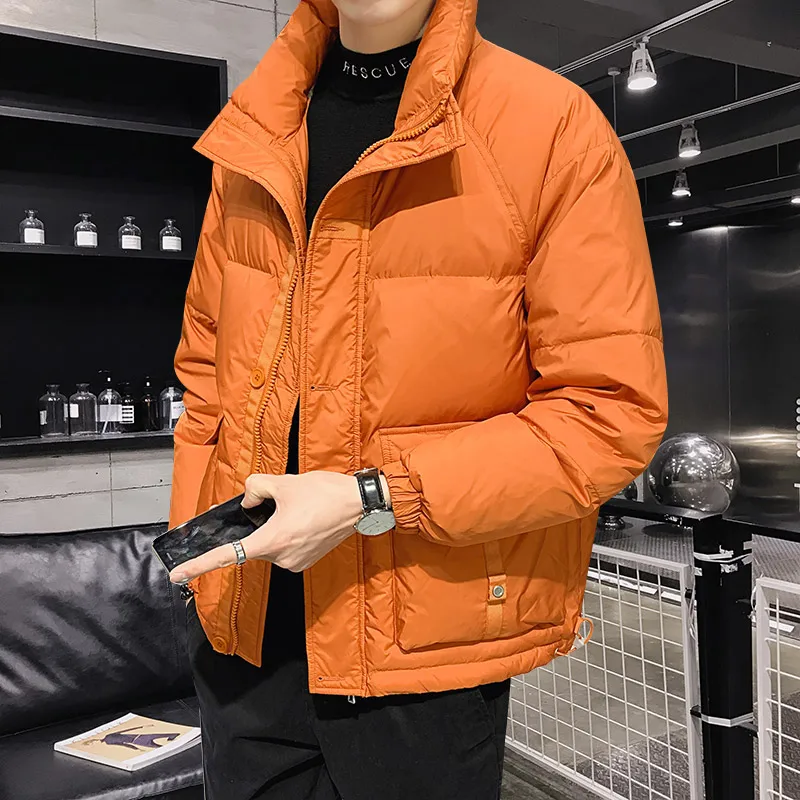

Мужская теплая куртка на утином пуху, с воротником-стойкой