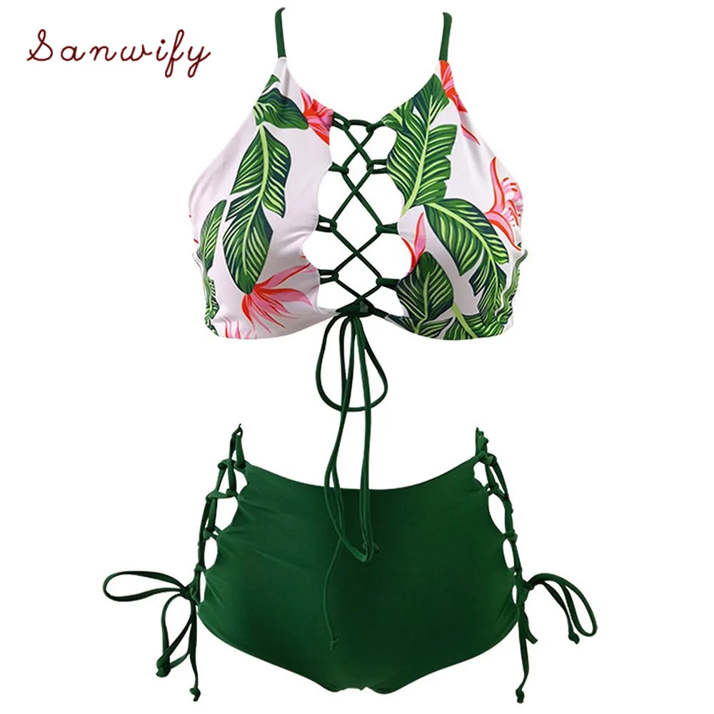 

Бикини 2020 два предмета леопардовый купальник бандаж женский бикини S-3xl с высокой талией купальный костюм