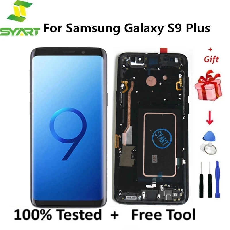 Pantalla LCD AMOLED sin puntos muertos para Samsung Galaxy S9 Plus, S9 +, G965, G965F, t&aacute;ctil, color negro con marco-0