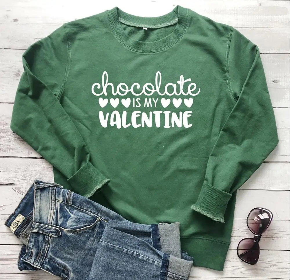 

Chocolate Is My Свитшот ко Дню Влюбленных, слоган на День святого Валентина, цитата, графический пуловеры в виде сердца tumblr, винтажные Топы в подаро...