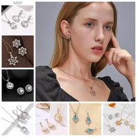 crystal zircon love necklace earrings multicolor crystal pendant set exquisite crystal women wedding necklace earring gift joyas