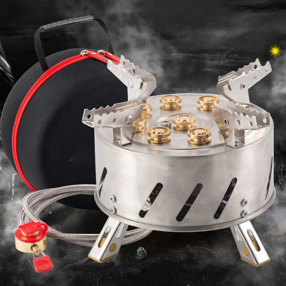 

Outdoor Camping Self-Driving Tour Outdoor Stainless Steel 9-Head Stove Portable 9 Hole Fire And Brimstone Stove