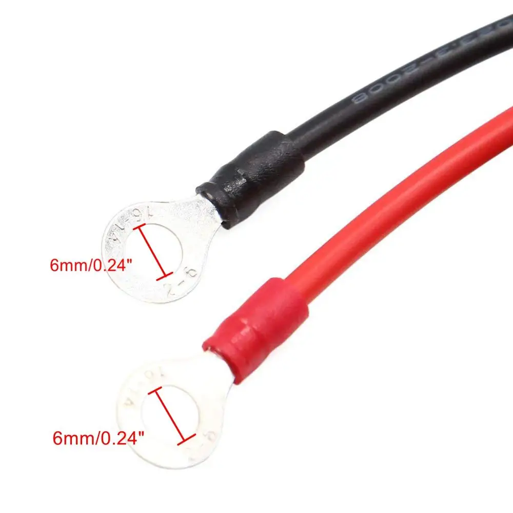 uxcell 2pcs 52cm 62cm 65cm Length 6mm Hole Dia Battery Inverter Wire Power Transfer Cable for Car |