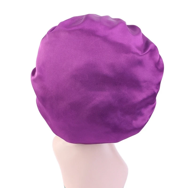 

6Colors New Hair Cap For Sleeping Bohemian Turban Satin Shower Hat Salon Headband Muslim Hijab Nightcap With Large Print Bonnet