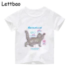 Милая футболка с котом, футболка унисекс, Детские рубашки в Корейском стиле, детские футболки, детская одежда с коротким рукавом