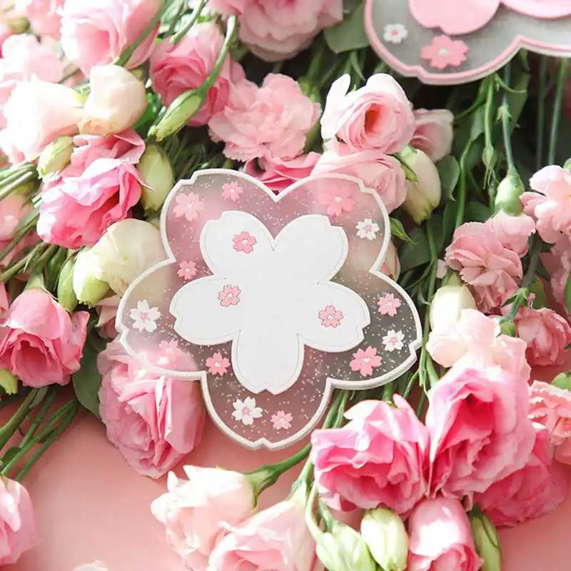 

Flower Insulation Placemat PVC Soft Rubber Dining Table Pot Mat Hang Non-slip Sakura Coaster Table Mat