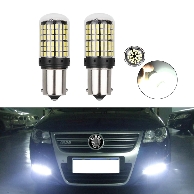 Светодиодная лампа Canbus P21W для Skoda Superb белый светодиод DRL фонари заднего хода Octavia 2