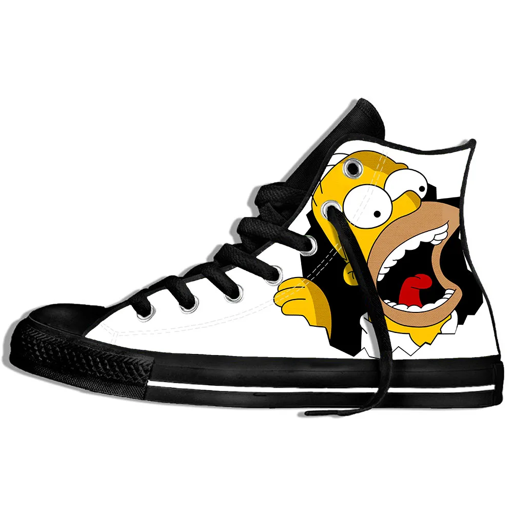 New casual shoes Simpson printed 3D men's and women's high-top harajuku cartoon funny sneakers | Обувь