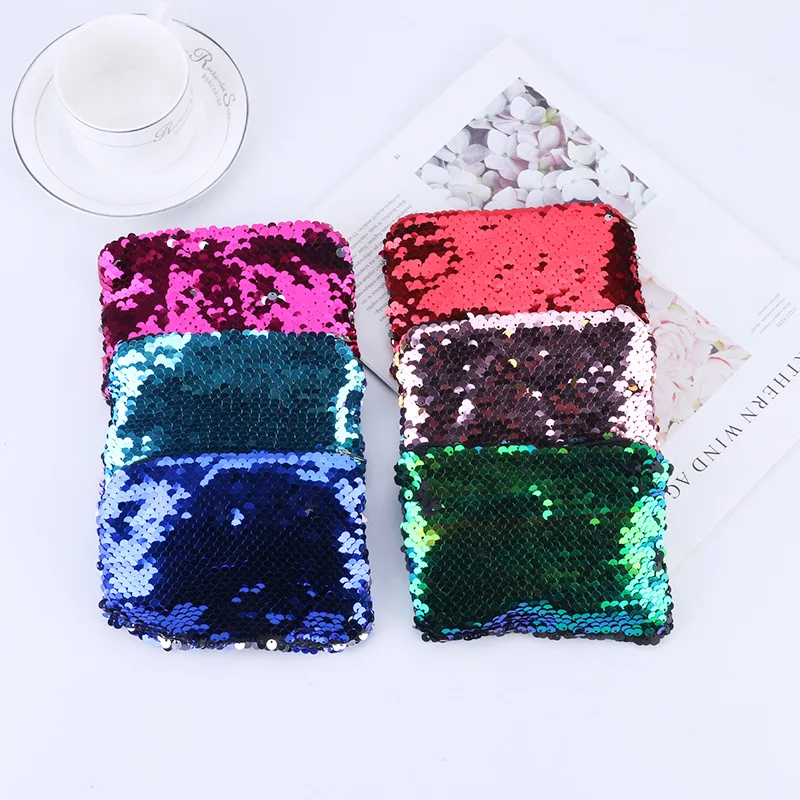 

Двухсторонний Кошелек для монет, рекламный кошелек с блестками, модная двухцветная мини-сумка на молнии для девочек и женщин