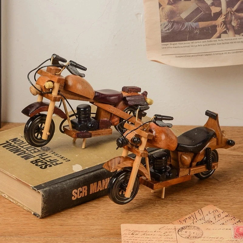 

Retro Wooden Motorcycle Office Decorations Ornaments Handmade Wooden Crafts Motorcycle Model Home Decoration Best Gift Kids Toys