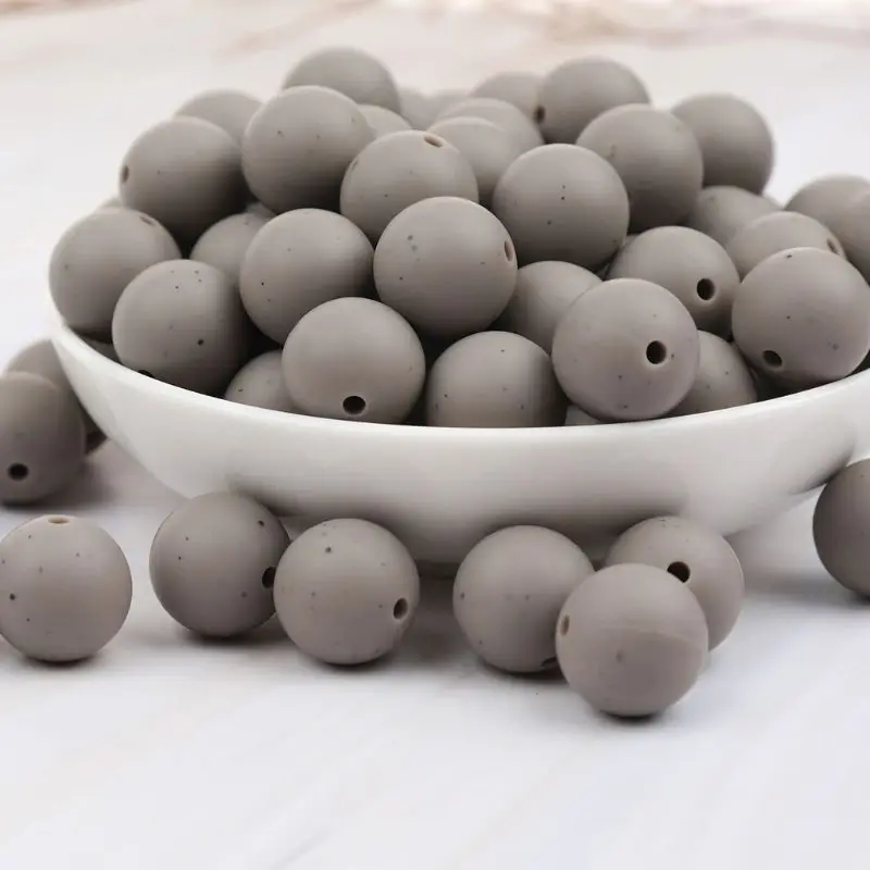 

15mm 20pcs/lot Silicone Loose Beads Safe Teether Round Baby Teething Beads DIY Chewable Pacifier Chain Baby Products