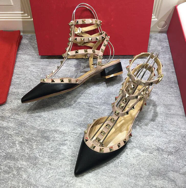 

High quality fashion Buckle-strap Sandals Women's shoes Summer Sandals Gladiator Studded Rivet Flat Women platform Shoes