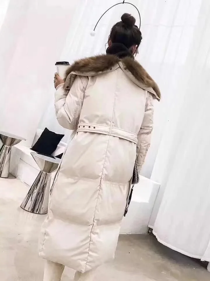 Зимняя одежда белые пуховые куртки для девочек длинное пальто с лисьим мехом