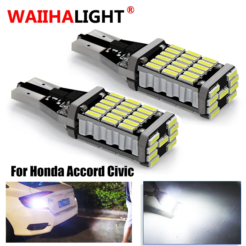 

2 шт. W16W T15 Canbus Светодиодная Лампочка заднего хода автомобиля для Honda Civic 10th 2016 2017 2018 2019 автомобильные задние фары 4014SMD белый
