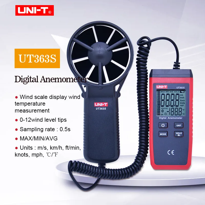 UNI T UT363S 0 4 ~ 30 м/с карманный цифровой анемометр измеритель скорости ветра объема