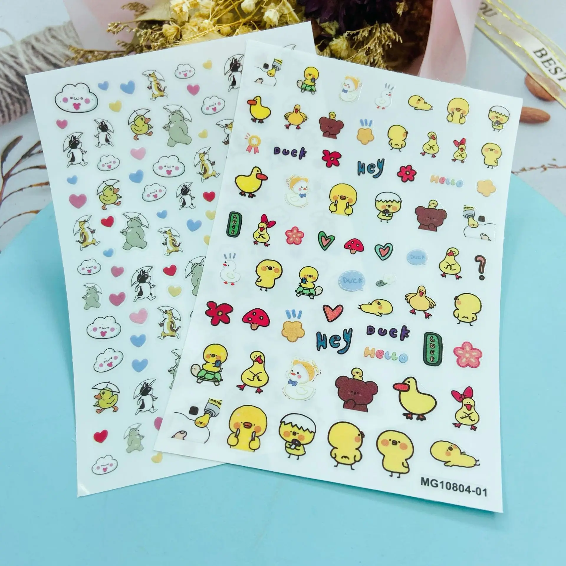 

New Cute Little Yellow Duck Nail Art Sticker Self-adhesive Transfer Decal 3D Slider DIY Tricks Nail Decoration Manicure Package