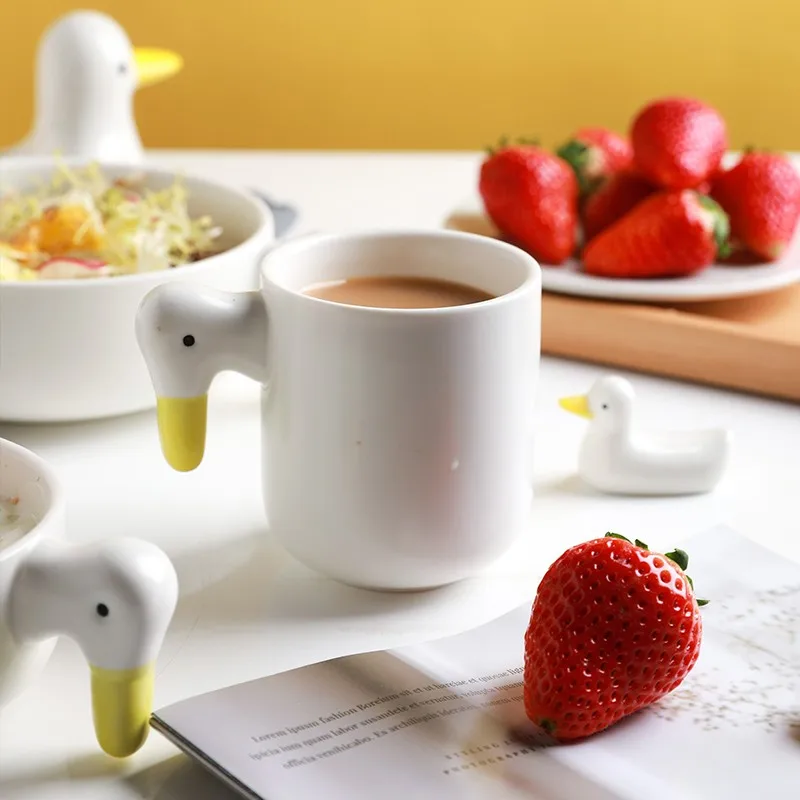 

Japanese Style Creativity Simplicity Ceramic Duckling Teapot Tea Cup Cute Duck Coffee Cup Kettle Mug Dessert Bowl Dinnerware