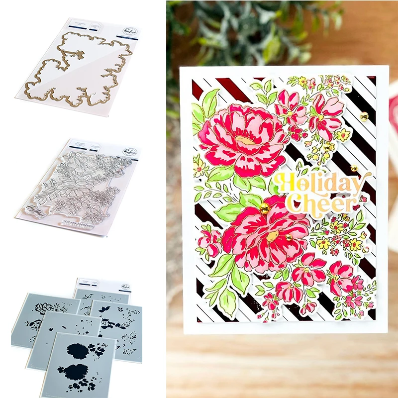 

2021 Arrival LUSH PEONIES New Metal Cutting Dies Stamps Stencil DIY Scrapbooking Card Paper Handmade Album Stamp Die Sheets