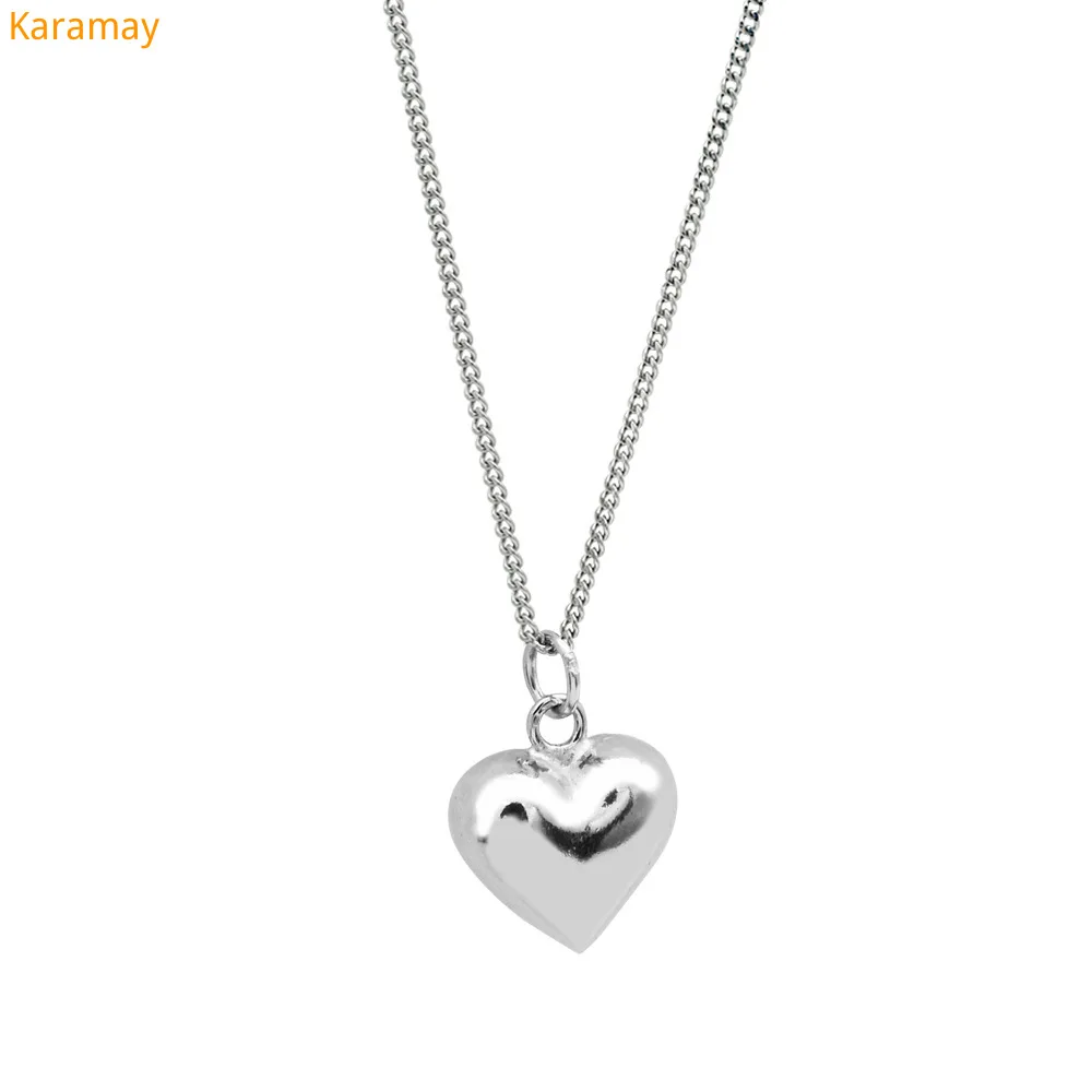 

Niche personality simple three-dimensional heart necklace S925 pure silver temperament women's love clavicle chain fashion jewe