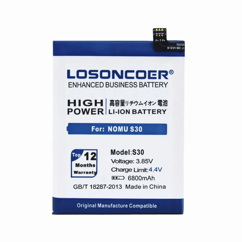 LOSONCOER S30 6800 мАч Сменные литий-ионные аккумуляторы для Nomu S30 Смартфон батарея+ быстрое прибытие