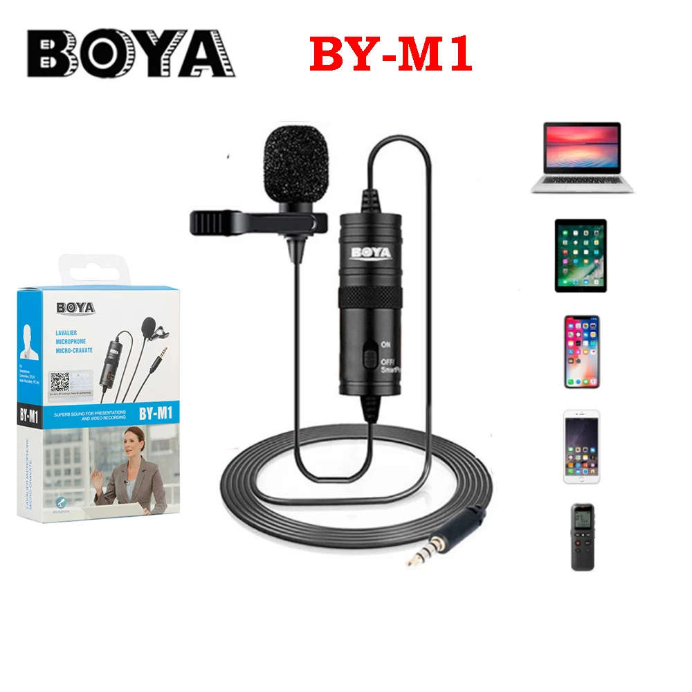 

Microphone BOYA BY-M1 BY 6m Clip-on Lavalier Mini Audio 3.5mm Collar Condenser Lapel Mic for recording Canon iPhone DSLR Cameras