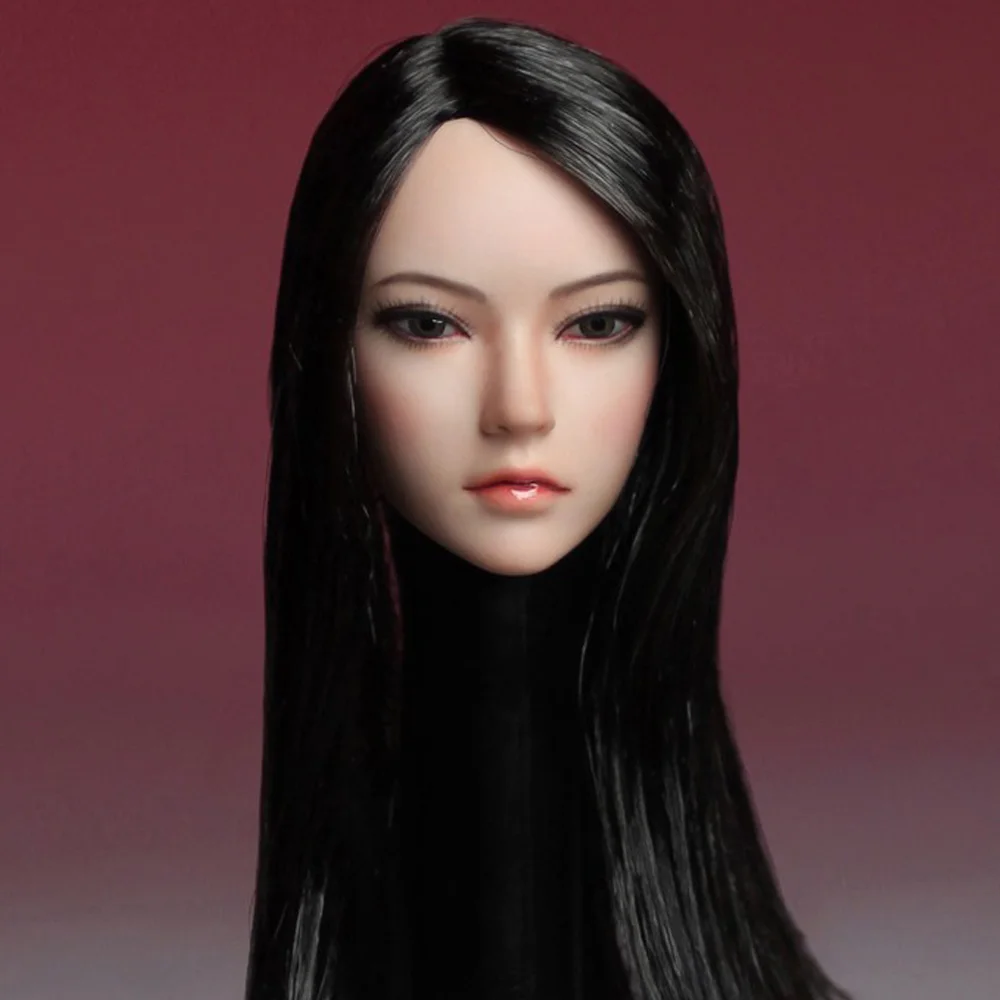 1/6 азиатский золотистый красный черный волос женская модель головы 12-дюймовый