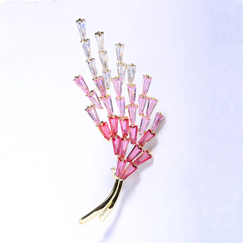 OKILY разноцветные циркониевые броши в форме пшеницы для женщин брошь булавка