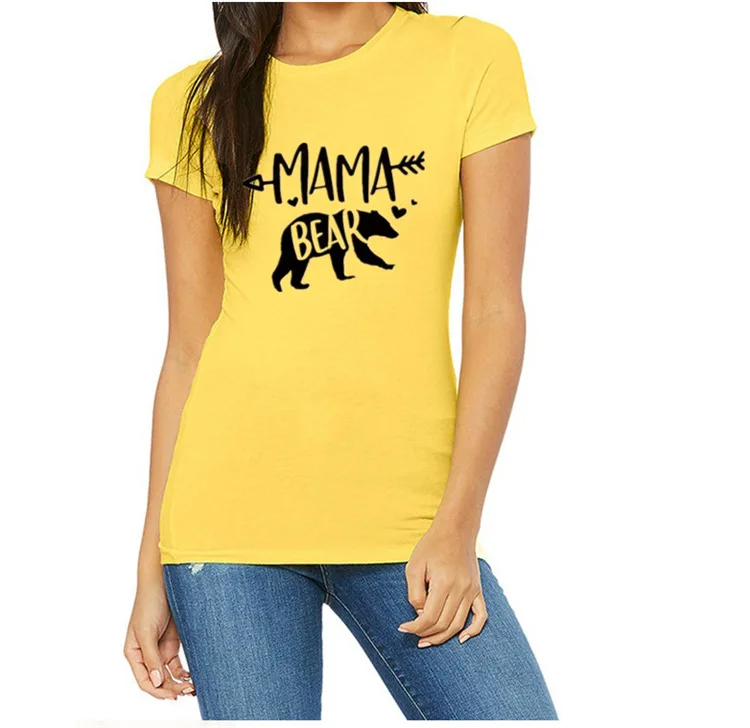 Горячая медведя и надписью MAMA футболка для женщин женская одежда с коротким