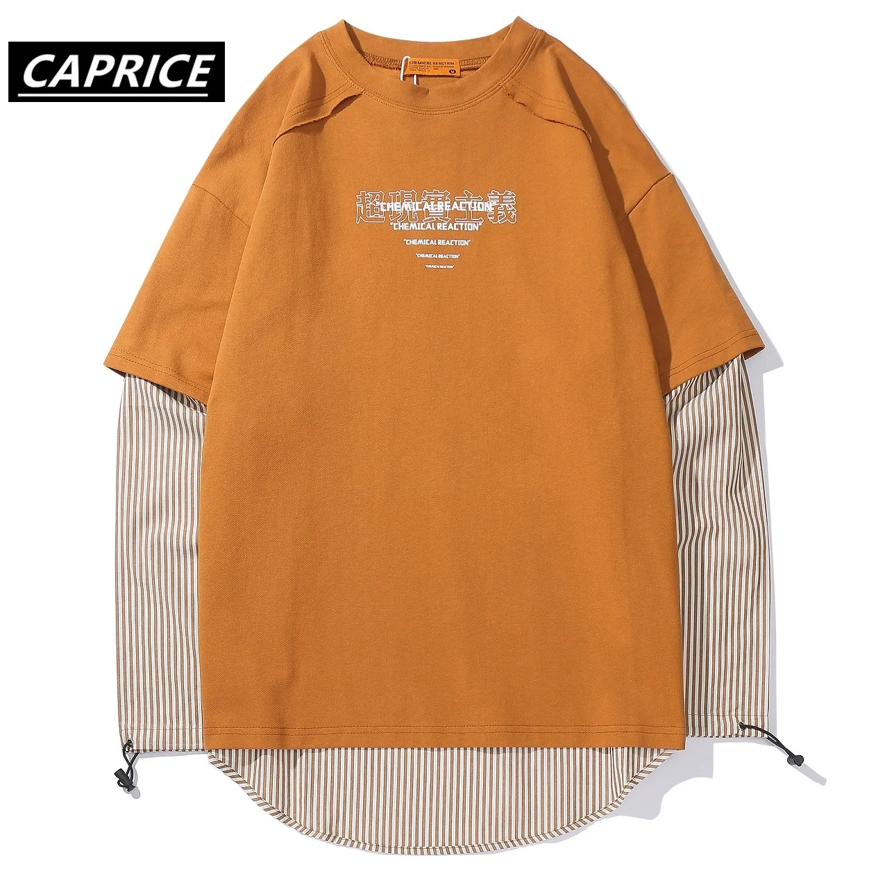 CAPRICE 2019 Лоскутная полосатая футболка с буквенным принтом в стиле хип-хоп Harajuku