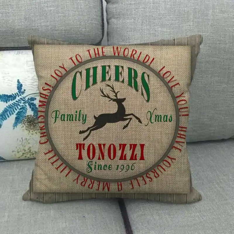 Merry Christmas Retro Xmas Elk Deer Vintage Wood Pillow Covers Home Bedroom Car Sofa Decor Cushion Case Pillowcase | Дом и сад