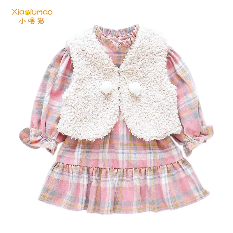 Платье для маленьких девочек осень и зима бархатное платье с длинным рукавом