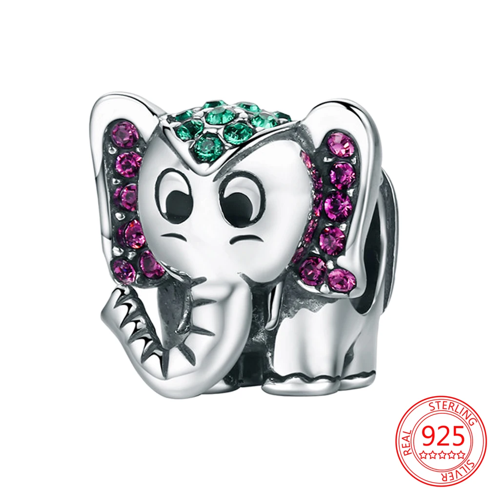 

New 925 Sterling Silver Cute Elephant Beads Women Charm Pendant Fit Original Pandora DIY Bracelet&Bangle Festival Jewelry Gift