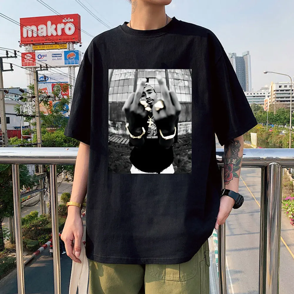 

2pac Tupac Shakur Casual Classic Mens T ShirtFashion Hip Hop Rap Star Oversized T-shirt Short Sleeve Top Vintage T Shirt