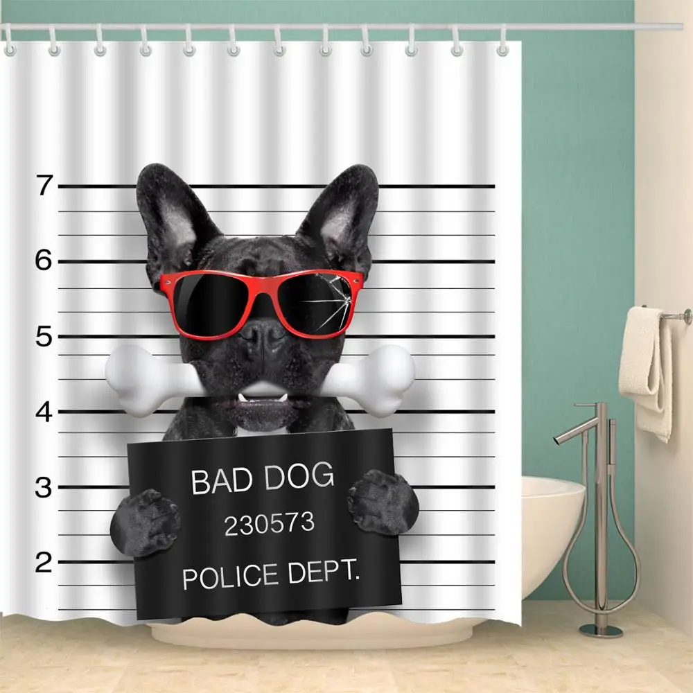 Водонепроницаемая утолщенная белая и черная занавеска для душа Bad Dog защита от