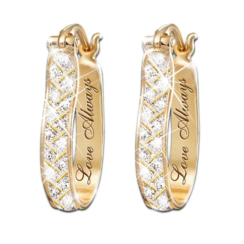 

Luxury Royal Jewellery Gold Color Natural Diamond Earrings For Women Wedding/Engagement/Gift