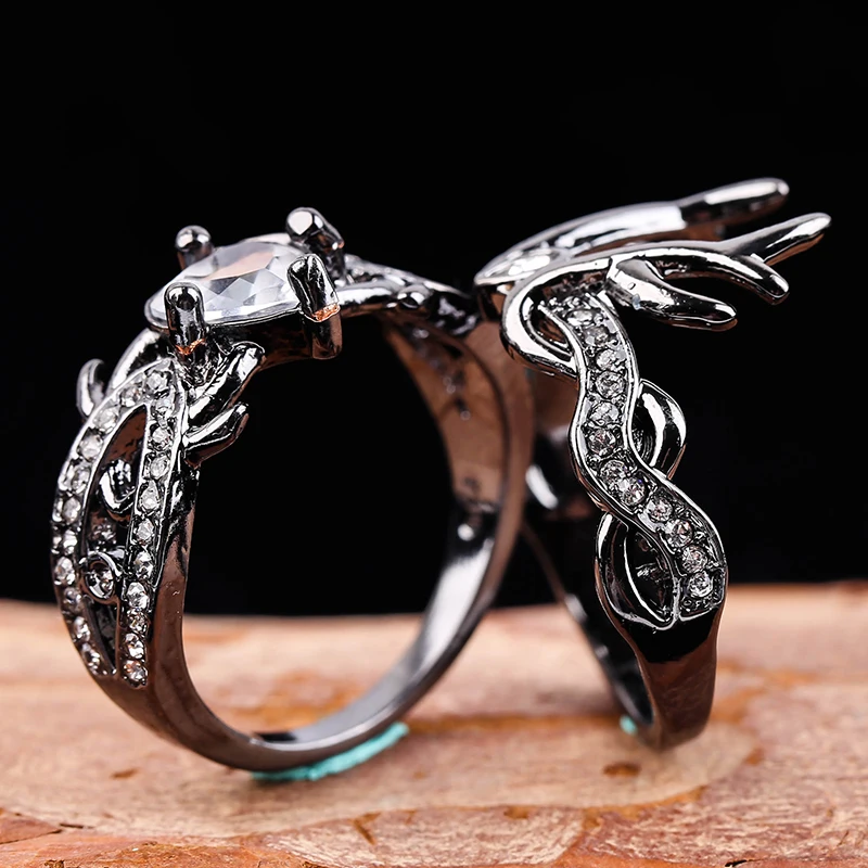 2 шт./компл. Шарм животных рога черного цвета оленьих рогов кольца для женщин с