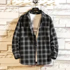 Мужская Повседневная рубашка в клетку, Модная и удобная рубашка в японском стиле с белыми кирпичными стенками, большие размеры, весна