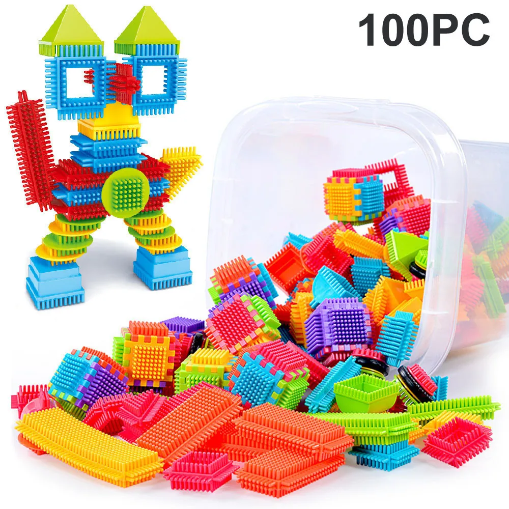 100 шт./120 шт./150 шт. 3d Строительные блоки с щетиной плитки строительные игровые