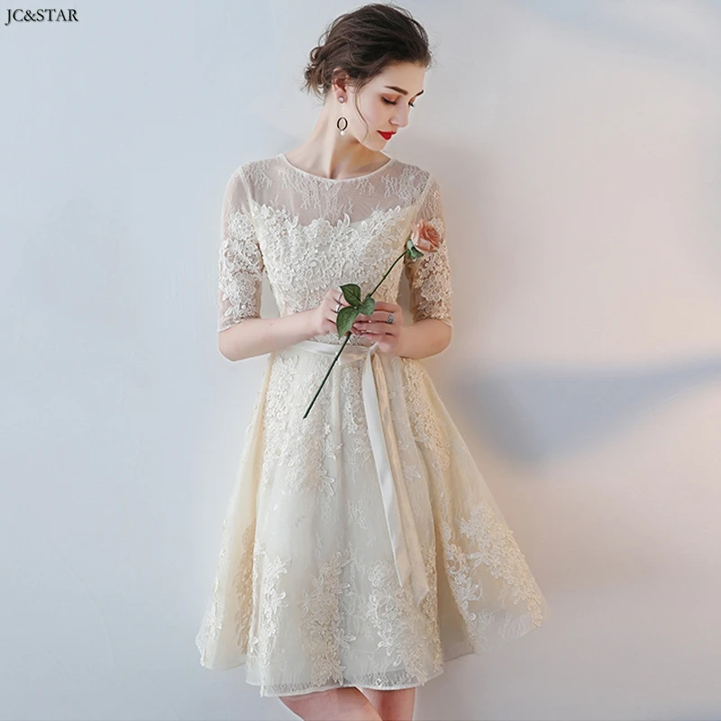 Короткое Платье Для подружки невесты кружевное ТРАПЕЦИЕВИДНОЕ ПЛАТЬЕ цвета