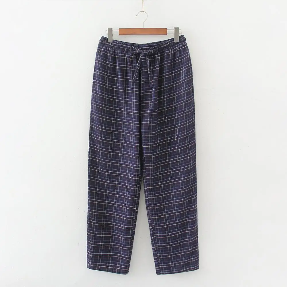 Весна-осень мужские 100% полированные хлопковые брюки для сна Модные повседневные