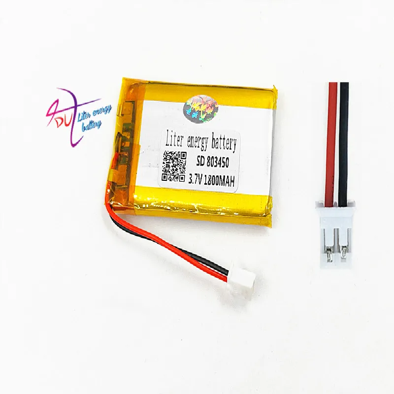 JST PH 2,0 мм 2pin 3,7 в 1800 мАч литий-полимерная LiPo аккумуляторная батарея с разъемом для MP3 DVD PAD камеры gps ноутбука 803450