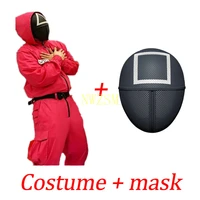 squid game costume mask cosplay jumpsuit round six square circle triangle plastic helmet masks halloween party costume