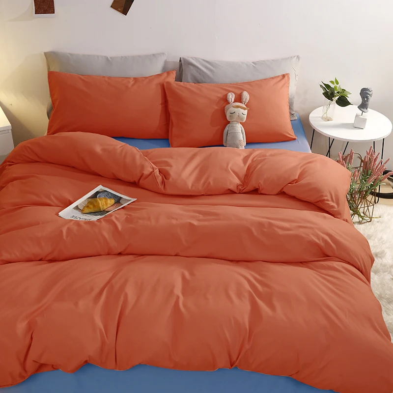 

Orange Minimalist Youthful Style Home Textile Duvet Cover Bed Sheet Pillow Case Single Double Queen King For Home Bedding Set